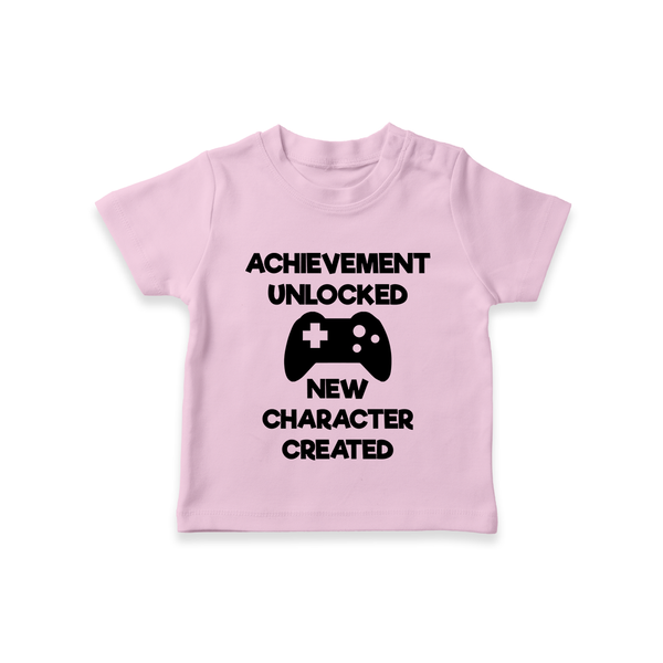 Achievement Unlocked New Character Created TShirt | Custom Baby TShirt for Milestones - BABY PINK - 0-5 Months Old (Chest 17")