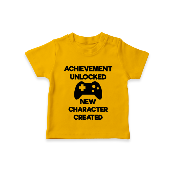 Achievement Unlocked New Character Created TShirt | Custom Baby TShirt for Milestones - CHROME YELLOW - 0-5 Months Old (Chest 17")