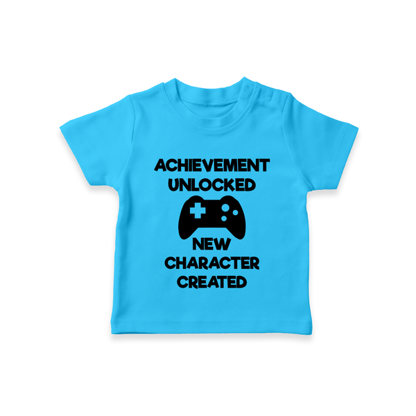 Achievement Unlocked New Character Created TShirt | Custom Baby TShirt for Milestones - SKY BLUE - 0-5 Months Old (Chest 17")