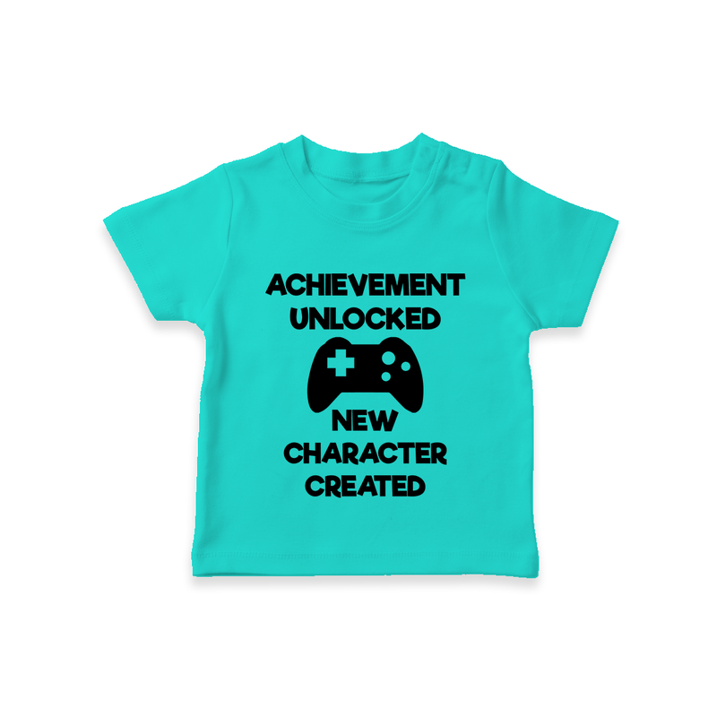 Achievement Unlocked New Character Created TShirt | Custom Baby TShirt for Milestones - TEAL - 0-5 Months Old (Chest 17")
