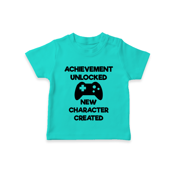 Achievement Unlocked New Character Created TShirt | Custom Baby TShirt for Milestones - TEAL - 0-5 Months Old (Chest 17")