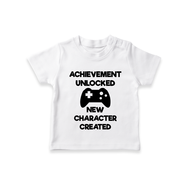 Achievement Unlocked New Character Created TShirt | Custom Baby TShirt for Milestones - WHITE - 0-5 Months Old (Chest 17")