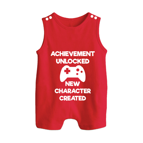Achievement Unlocked New Character Created Romper Suit | Custom Baby Romper Suit for Milestones - RED - 0 - 5 Months Old (Chest 18")