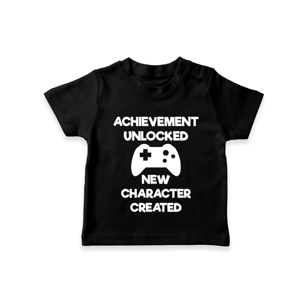 Achievement Unlocked New Character Created TShirt | Custom Baby TShirt for Milestones - BLACK - 0-5 Months Old (Chest 17")