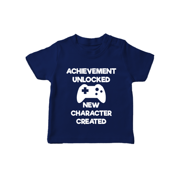 Achievement Unlocked New Character Created TShirt | Custom Baby TShirt for Milestones - NAVY BLUE - 0-5 Months Old (Chest 17")