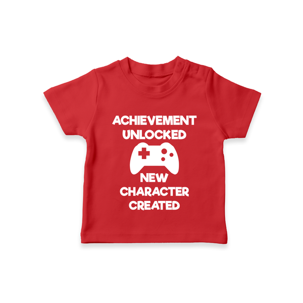Achievement Unlocked New Character Created TShirt | Custom Baby TShirt for Milestones - RED - 0-5 Months Old (Chest 17")