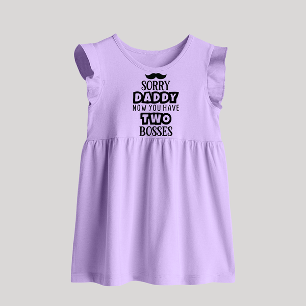 Sorry Daddy Now You Have Two Bosses Baby Frock | Personalized BabyFrock for Daddy's Little Boss - LILAC - 0 - 3 Months Old (Chest 17")
