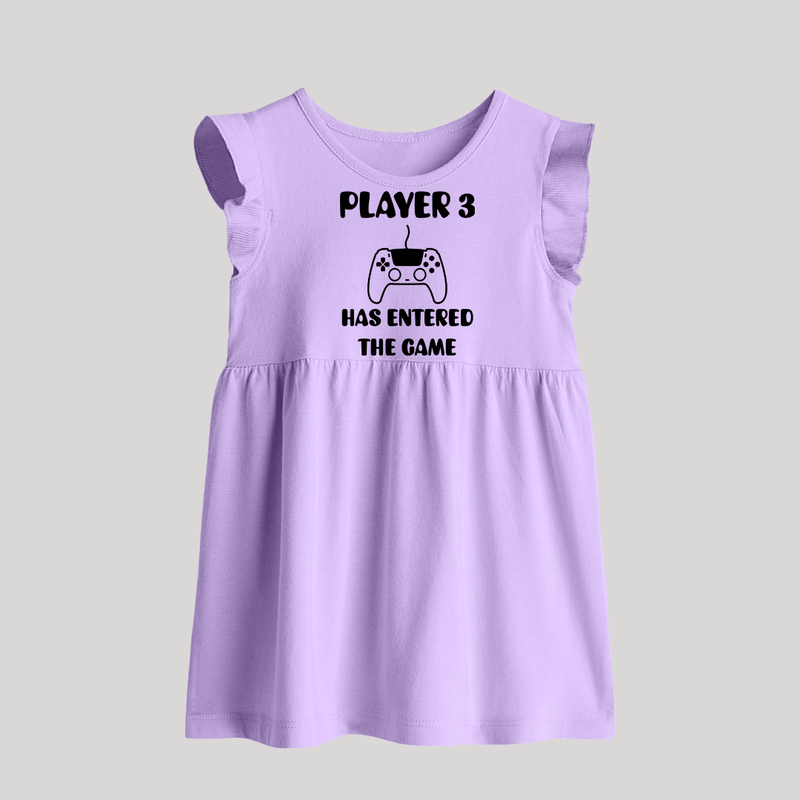 Player 3 Has Entered the Game Baby Frock | Custom BabyFrock for the New Player - LILAC - 0 - 3 Months Old (Chest 17")