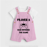 Player 3 Has Entered the Game Dungaree | Custom Baby Dungaree for the New Player - BABY PINK - 0 - 5 Months Old (Chest 18")