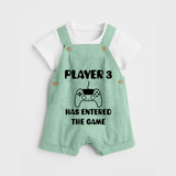 Player 3 Has Entered the Game Dungaree | Custom Baby Dungaree for the New Player - MINT GREEN - 0 - 5 Months Old (Chest 18")