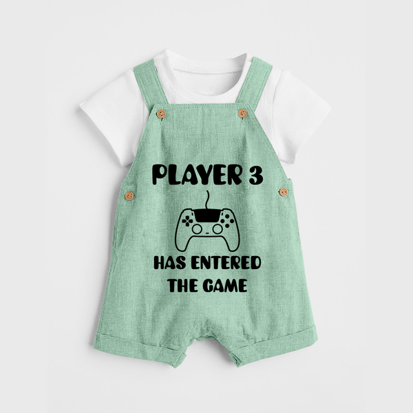Player 3 Has Entered the Game Dungaree | Custom Baby Dungaree for the New Player - MINT GREEN - 0 - 5 Months Old (Chest 18")