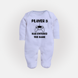 Player 3 Has Entered the Game Sleep Suit | Custom Baby Sleep Suit for the New Player - BABY BLUE - New Born (Chest 7.5")