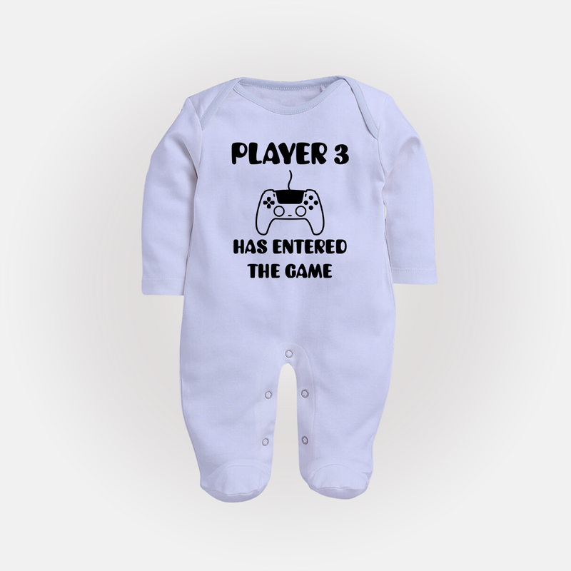 Player 3 Has Entered the Game Sleep Suit | Custom Baby Sleep Suit for the New Player - BABY BLUE - New Born (Chest 7.5")