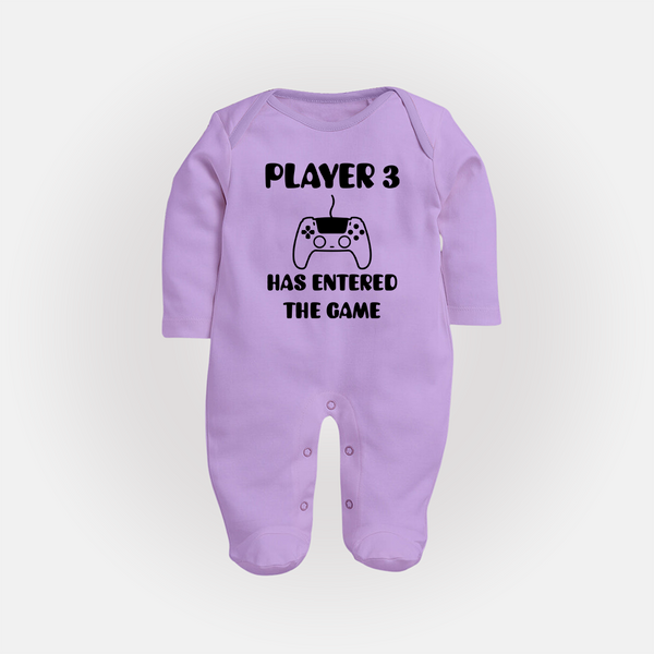 Player 3 Has Entered the Game Sleep Suit | Custom Baby Sleep Suit for the New Player - LILAC - New Born (Chest 7.5")