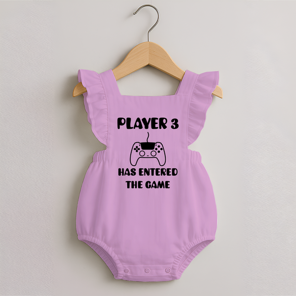 Player 3 Has Entered the Game Romper Frock | Custom Baby Romper Frock for the New Player - BABY PINK - 0 - 3 Months Old (Chest 19")