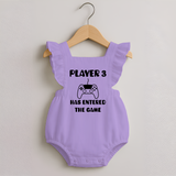 Player 3 Has Entered the Game Romper Frock | Custom Baby Romper Frock for the New Player - LILAC - 0 - 3 Months Old (Chest 19")