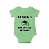 Player 3 Has Entered the Game Romper | Custom Baby Romper for the New Player - GREEN - New Born (Chest 14")