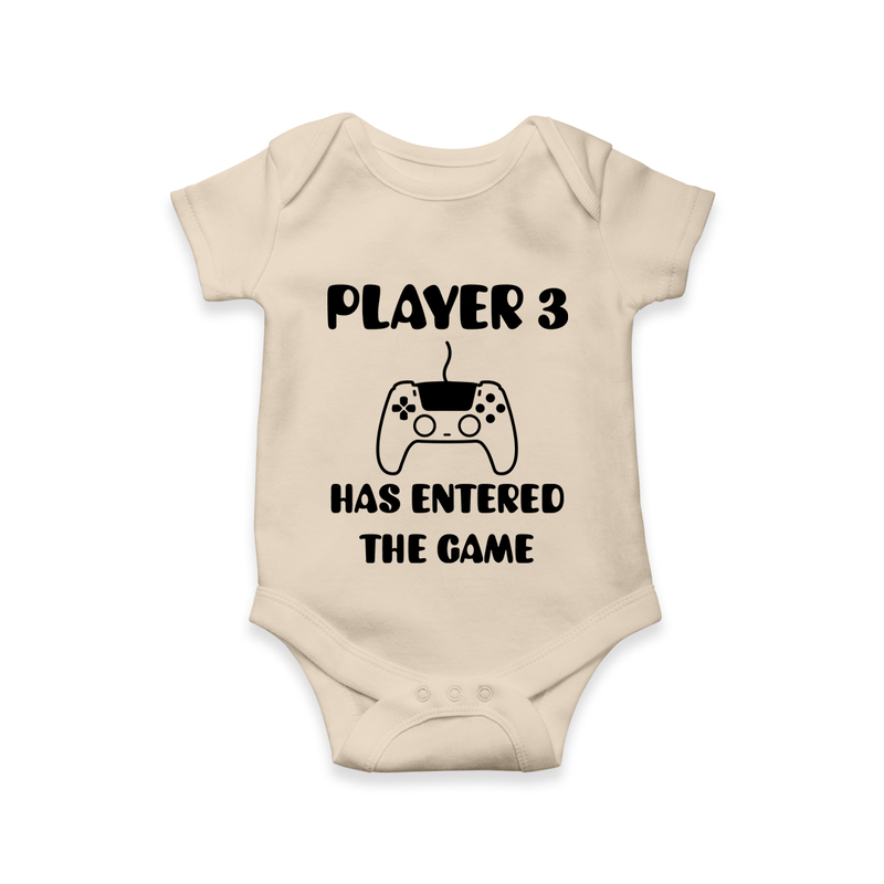 Player 3 Has Entered the Game Romper | Custom Baby Romper for the New Player - IVORY - New Born (Chest 14")
