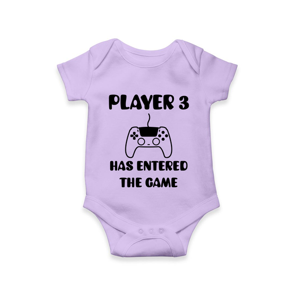 Player 3 Has Entered the Game Romper | Custom Baby Romper for the New Player - LILAC - New Born (Chest 14")