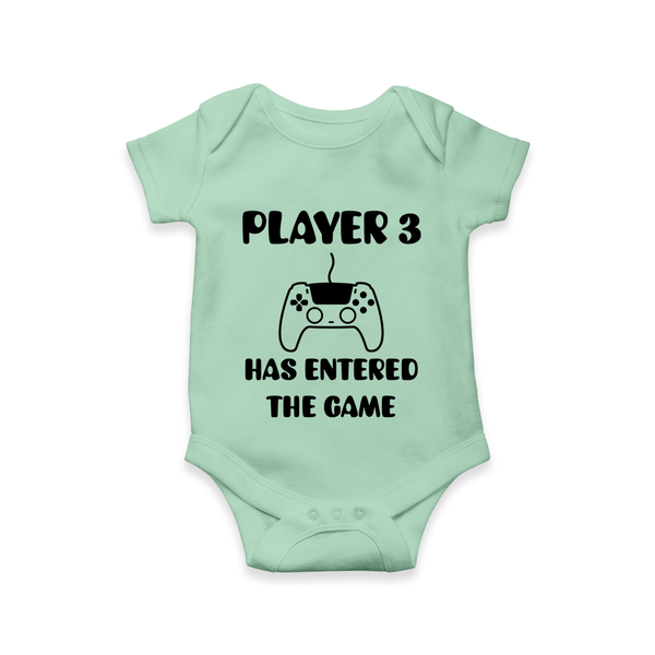 Player 3 Has Entered the Game Romper | Custom Baby Romper for the New Player - MINT GREEN - New Born (Chest 14")
