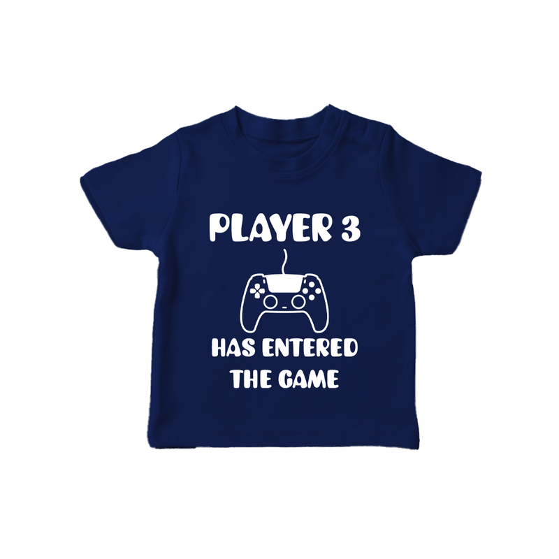 Player 3 Has Entered the Game TShirt | Custom Baby TShirt for the New Player - NAVY BLUE - 0-5 Months Old (Chest 17")