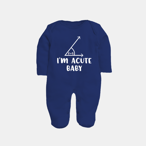 I'm Acute Baby Sleep Suit | Personalized Baby Sleep Suit for Little Cutie - NAVY BLUE - New Born (Chest 7.5")