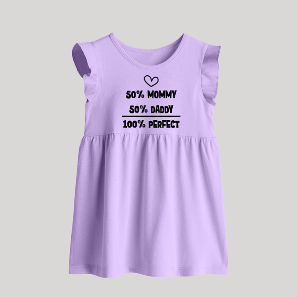 50% Mommy 50% Daddy 100% Perfect Baby Frock | Custom BabyFrock for the Perfect Mix - LILAC - 0 - 3 Months Old (Chest 17")