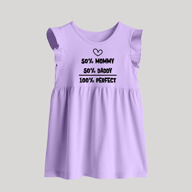 50% Mommy 50% Daddy 100% Perfect Baby Frock | Custom BabyFrock for the Perfect Mix - LILAC - 0 - 3 Months Old (Chest 17")