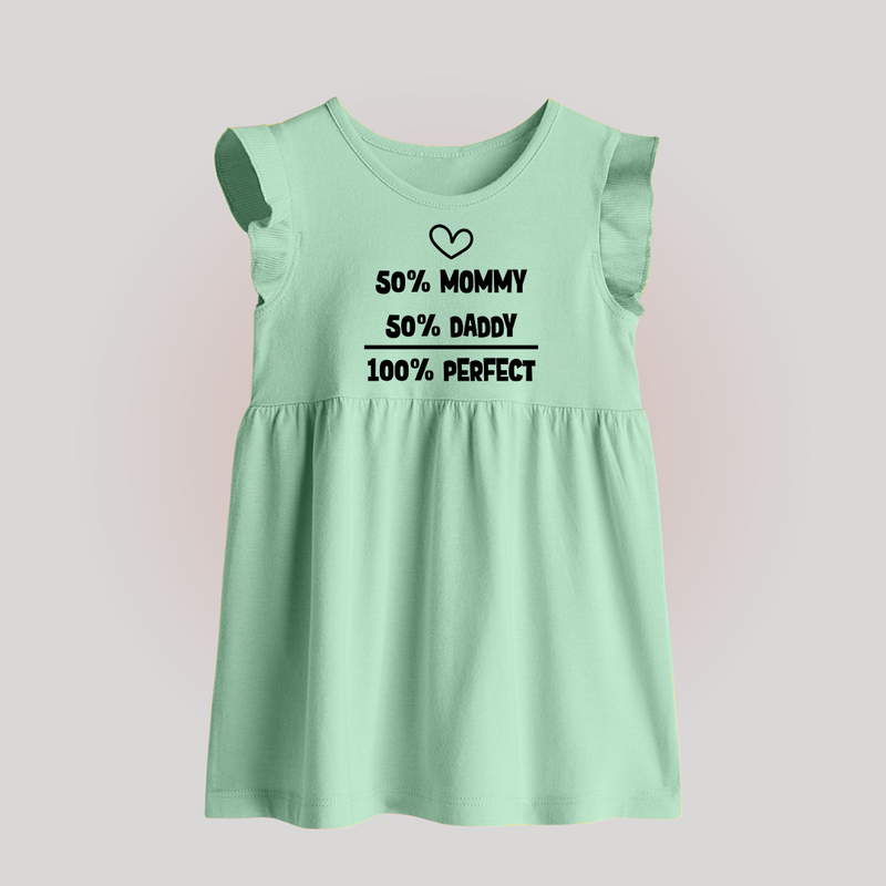 50% Mommy 50% Daddy 100% Perfect Baby Frock | Custom BabyFrock for the Perfect Mix - MINT GREEN - 0 - 3 Months Old (Chest 17")