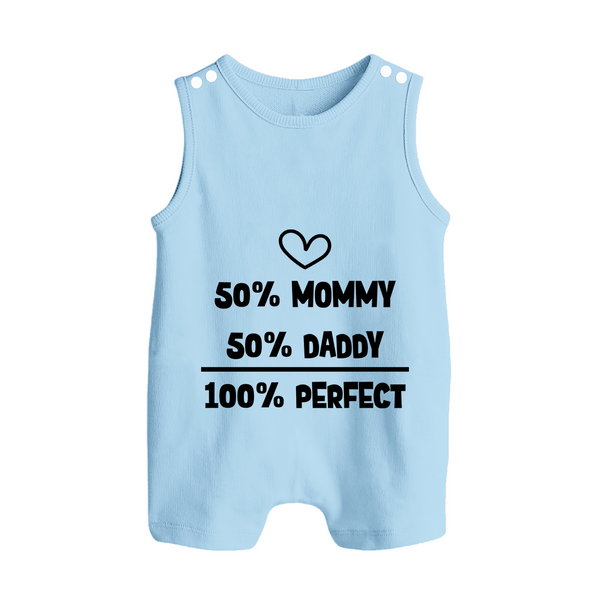 50% Mommy 50% Daddy 100% Perfect Romper Suit | Custom Baby Romper Suit for the Perfect Mix - BABY BLUE - 0 - 5 Months Old (Chest 18")
