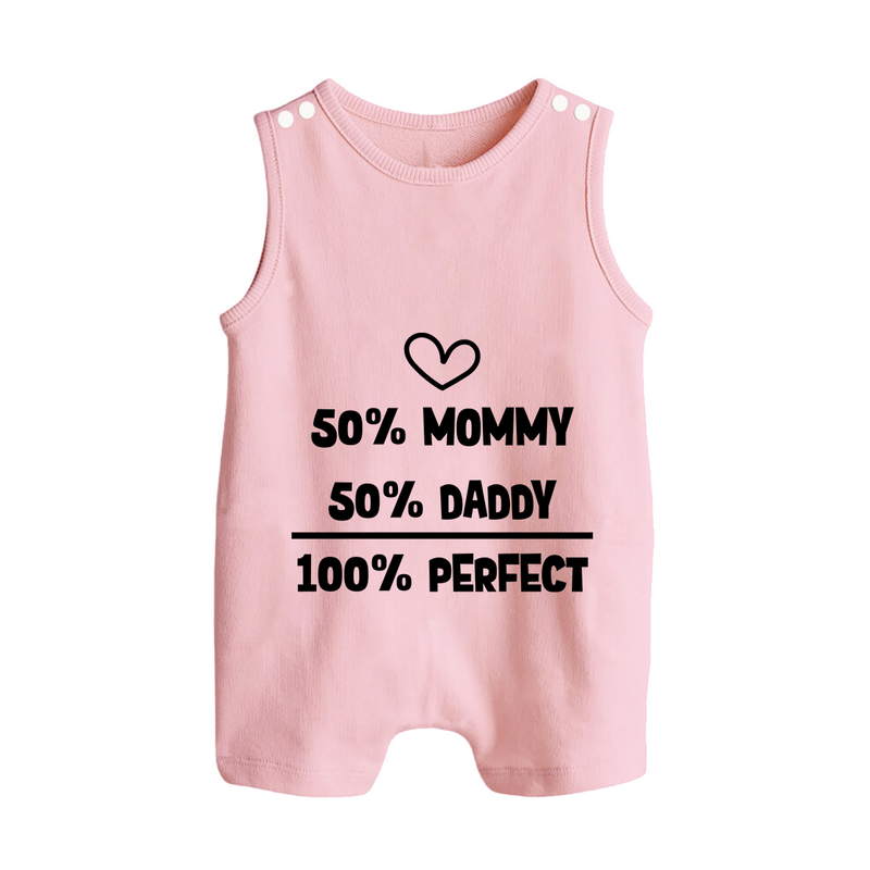 50% Mommy 50% Daddy 100% Perfect Romper Suit | Custom Baby Romper Suit for the Perfect Mix - BABY PINK - 0 - 5 Months Old (Chest 18")
