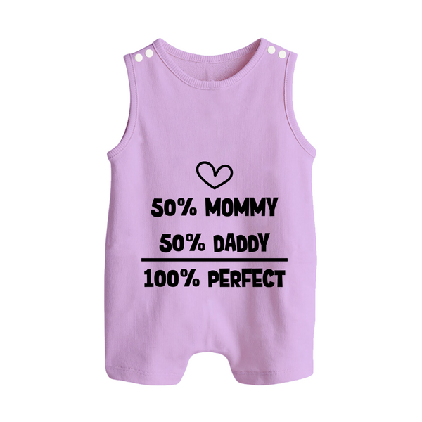 50% Mommy 50% Daddy 100% Perfect Romper Suit | Custom Baby Romper Suit for the Perfect Mix - LILAC - 0 - 5 Months Old (Chest 18")
