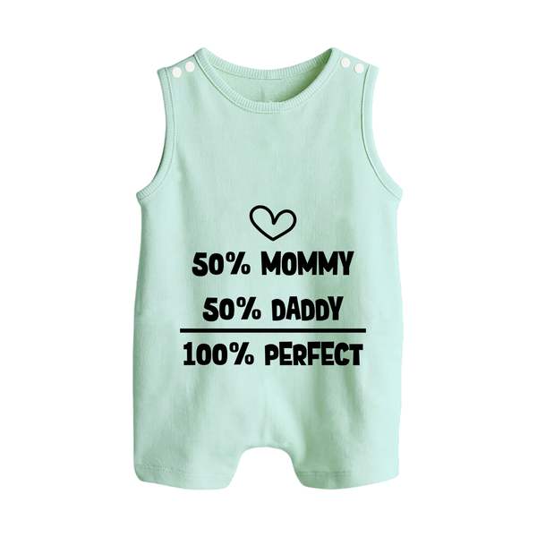 50% Mommy 50% Daddy 100% Perfect Romper Suit | Custom Baby Romper Suit for the Perfect Mix - MINT GREEN - 0 - 5 Months Old (Chest 18")