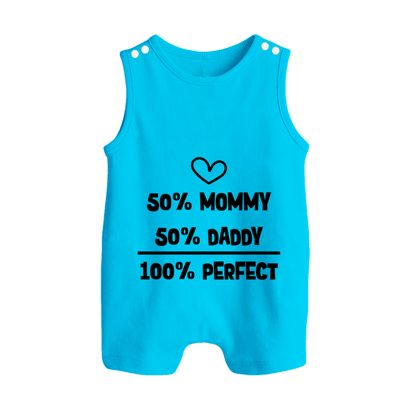 50% Mommy 50% Daddy 100% Perfect Romper Suit | Custom Baby Romper Suit for the Perfect Mix - SKY BLUE - 0 - 5 Months Old (Chest 18")