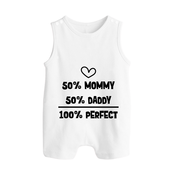 50% Mommy 50% Daddy 100% Perfect Romper Suit | Custom Baby Romper Suit for the Perfect Mix - WHITE - 0 - 5 Months Old (Chest 18")