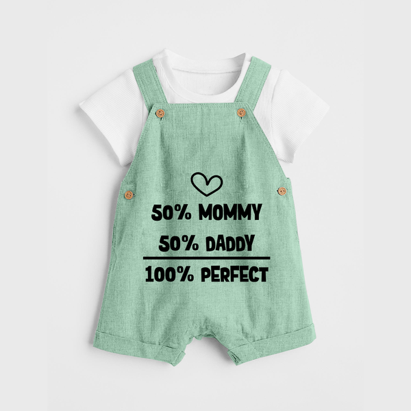 50% Mommy 50% Daddy 100% Perfect Dungaree | Custom Baby Dungaree for the Perfect Mix - MINT GREEN - 0 - 5 Months Old (Chest 18")