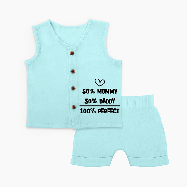 50% Mommy 50% Daddy 100% Perfect Jabla Set | Custom Baby Jabla Set for the Perfect Mix - BABY BLUE - 0 - 3 Months Old (Chest 9.8")
