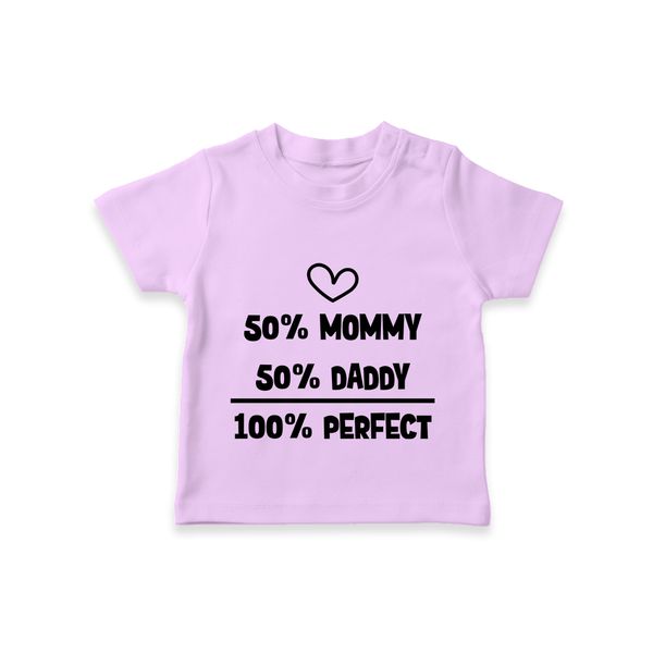 50% Mommy 50% Daddy 100% Perfect TShirt | Custom Baby TShirt for the Perfect Mix - LILAC - 0-5 Months Old (Chest 17")