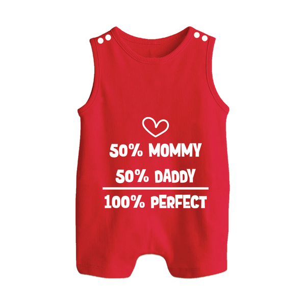 50% Mommy 50% Daddy 100% Perfect Romper Suit | Custom Baby Romper Suit for the Perfect Mix - RED - 0 - 5 Months Old (Chest 18")