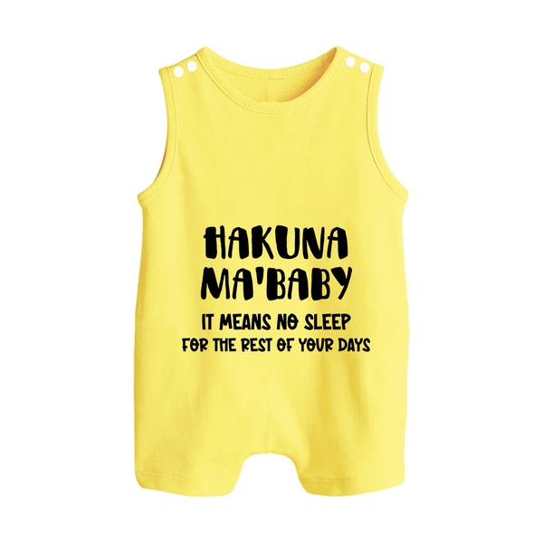 Hakuna Ma'baby Romper Suit | Custom Baby Romper Suit for a Worry-Free Little One - PASTEL YELLOW - 0 - 5 Months Old (Chest 18")