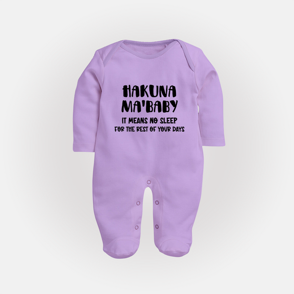 Hakuna Ma'baby Sleep Suit | Custom Baby Sleep Suit for a Worry-Free Little One - LILAC - New Born (Chest 7.5")