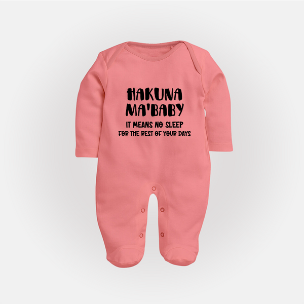 Hakuna Ma'baby Sleep Suit | Custom Baby Sleep Suit for a Worry-Free Little One - PEACH - New Born (Chest 7.5")