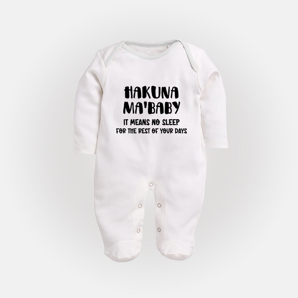 Hakuna Ma'baby Sleep Suit | Custom Baby Sleep Suit for a Worry-Free Little One - WHITE - New Born (Chest 7.5")