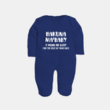 Hakuna Ma'baby Sleep Suit | Custom Baby Sleep Suit for a Worry-Free Little One - NAVY BLUE - New Born (Chest 7.5")
