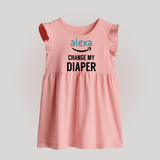 Alexa Change My Diaper Baby Frock | Personalized BabyFrock for Tech-Savvy Parents - BABY PINK - 0 - 3 Months Old (Chest 17")