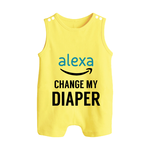 Alexa Change My Diaper Romper Suit | Personalized Baby Romper Suit for Tech-Savvy Parents - PASTEL YELLOW - 0 - 5 Months Old (Chest 18")