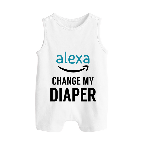 Alexa Change My Diaper Romper Suit | Personalized Baby Romper Suit for Tech-Savvy Parents - WHITE - 0 - 5 Months Old (Chest 18")