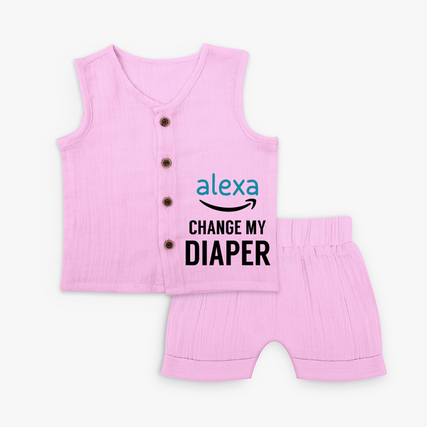 Alexa Change My Diaper Jabla Set | Personalized Baby Jabla Set for Tech-Savvy Parents - BABY PINK - 0 - 3 Months Old (Chest 9.8")