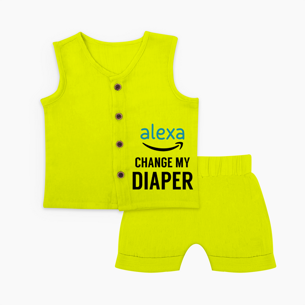 Alexa Change My Diaper Jabla Set | Personalized Baby Jabla Set for Tech-Savvy Parents - LIME GREEN - 0 - 3 Months Old (Chest 9.8")