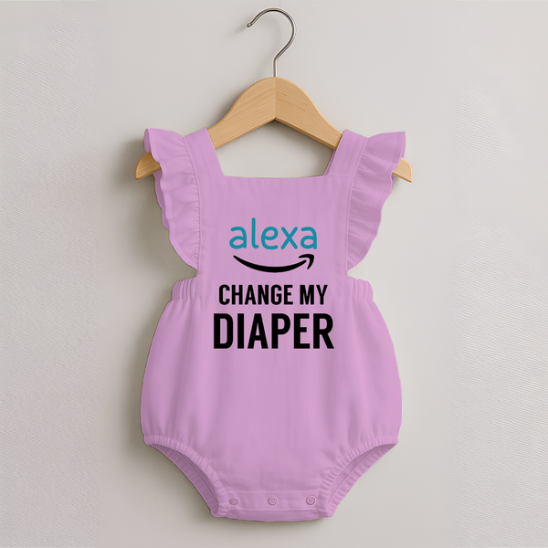 Alexa Change My Diaper Romper Frock | Personalized Baby Romper Frock for Tech-Savvy Parents - BABY PINK - 0 - 3 Months Old (Chest 19")